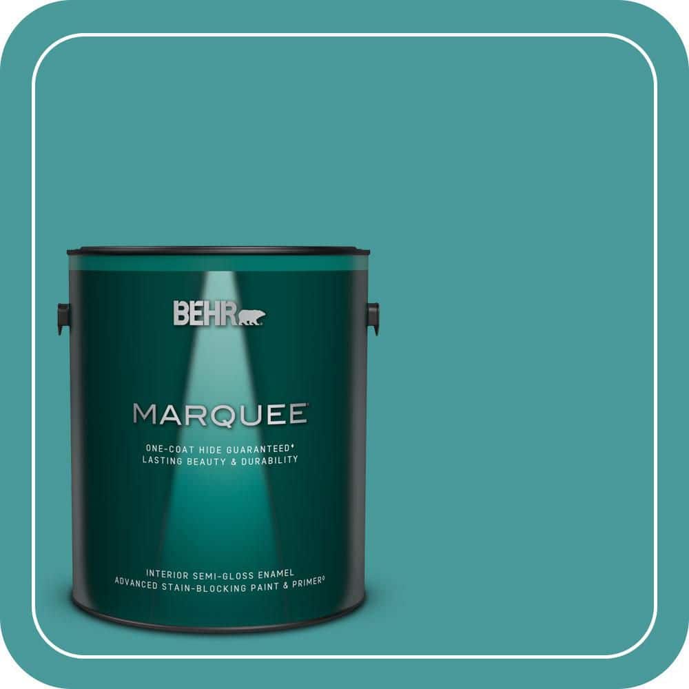 BEHR MARQUEE 1 gal. #510D-6 Aquatic Green Semi-Gloss Enamel Interior Paint & Primer