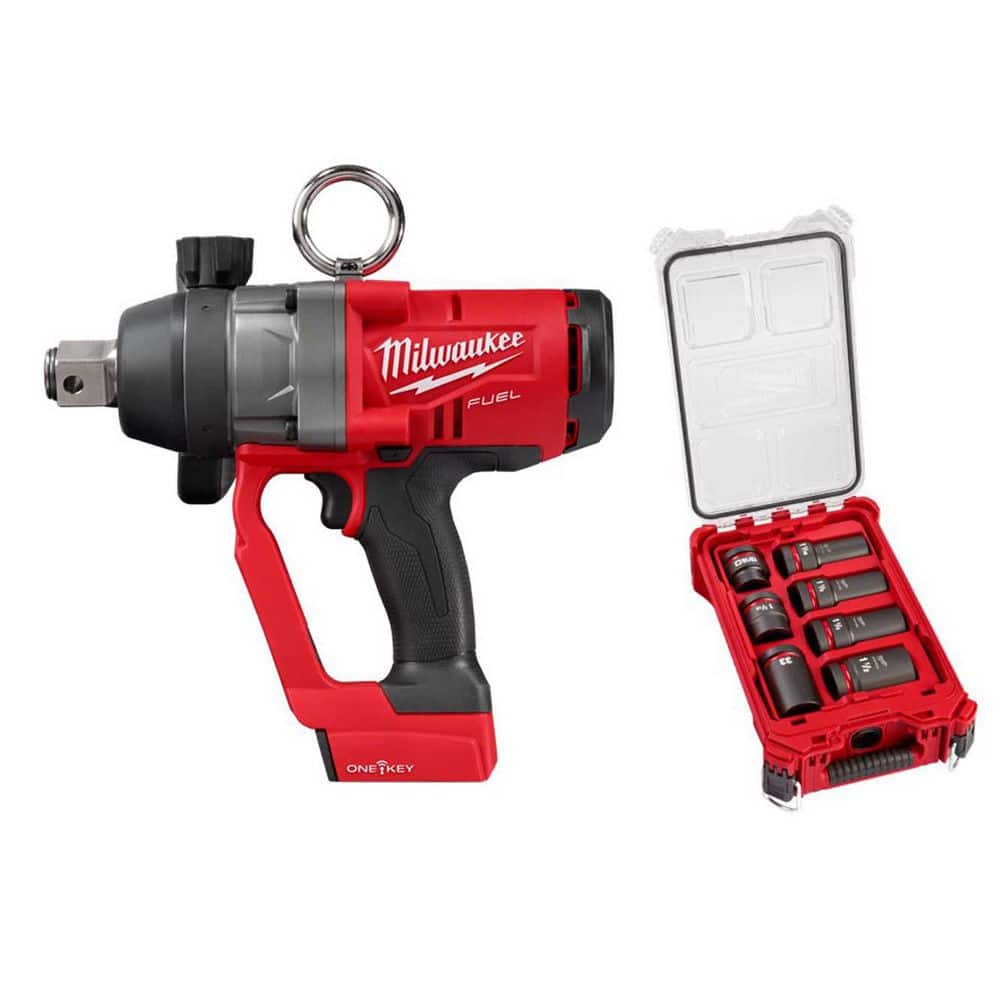 Milwaukee M18 FUEL ONE-KEY 18V Lithium-Ion Brushless Cordless 1 in. Impact Wrench w/ Friction Ring w/ Impact Socket Set (1)