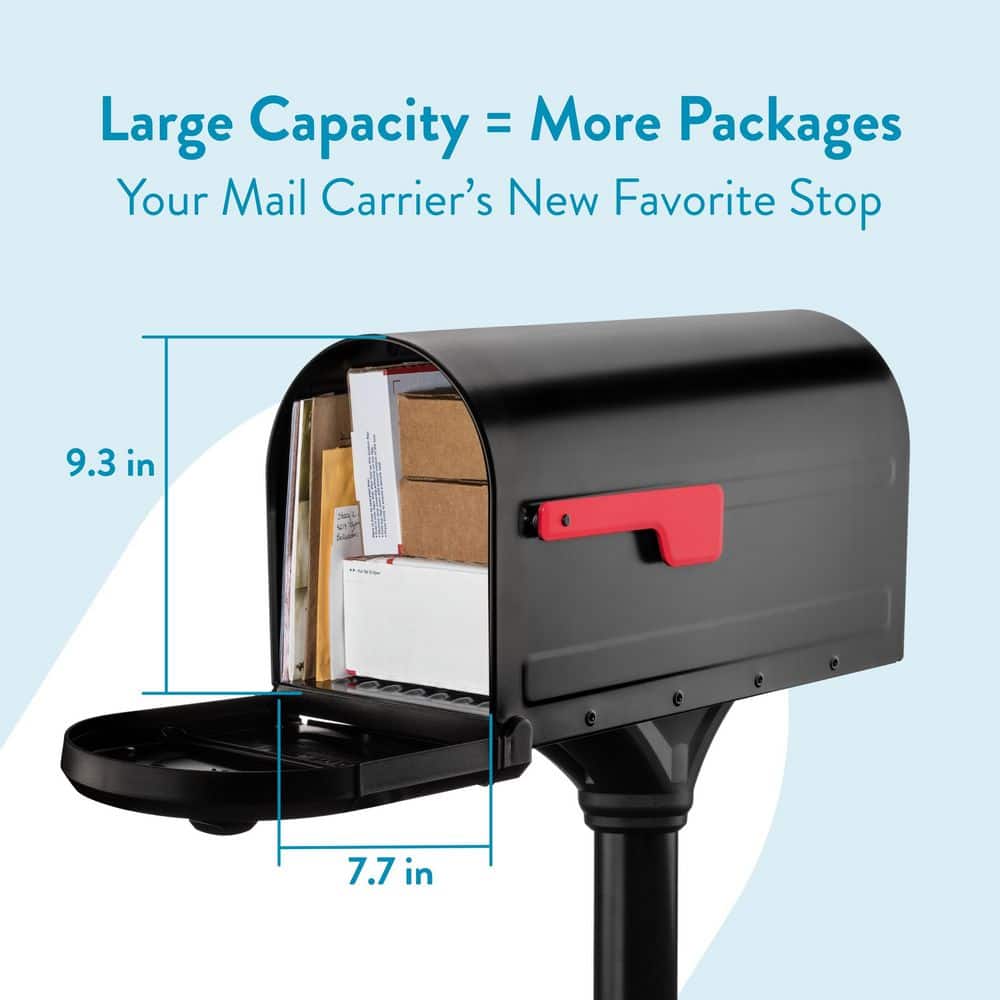 Architectural Mailboxes Roxbury Steel Post Mount Mailbox and Premium Steel Post Combo (4)
