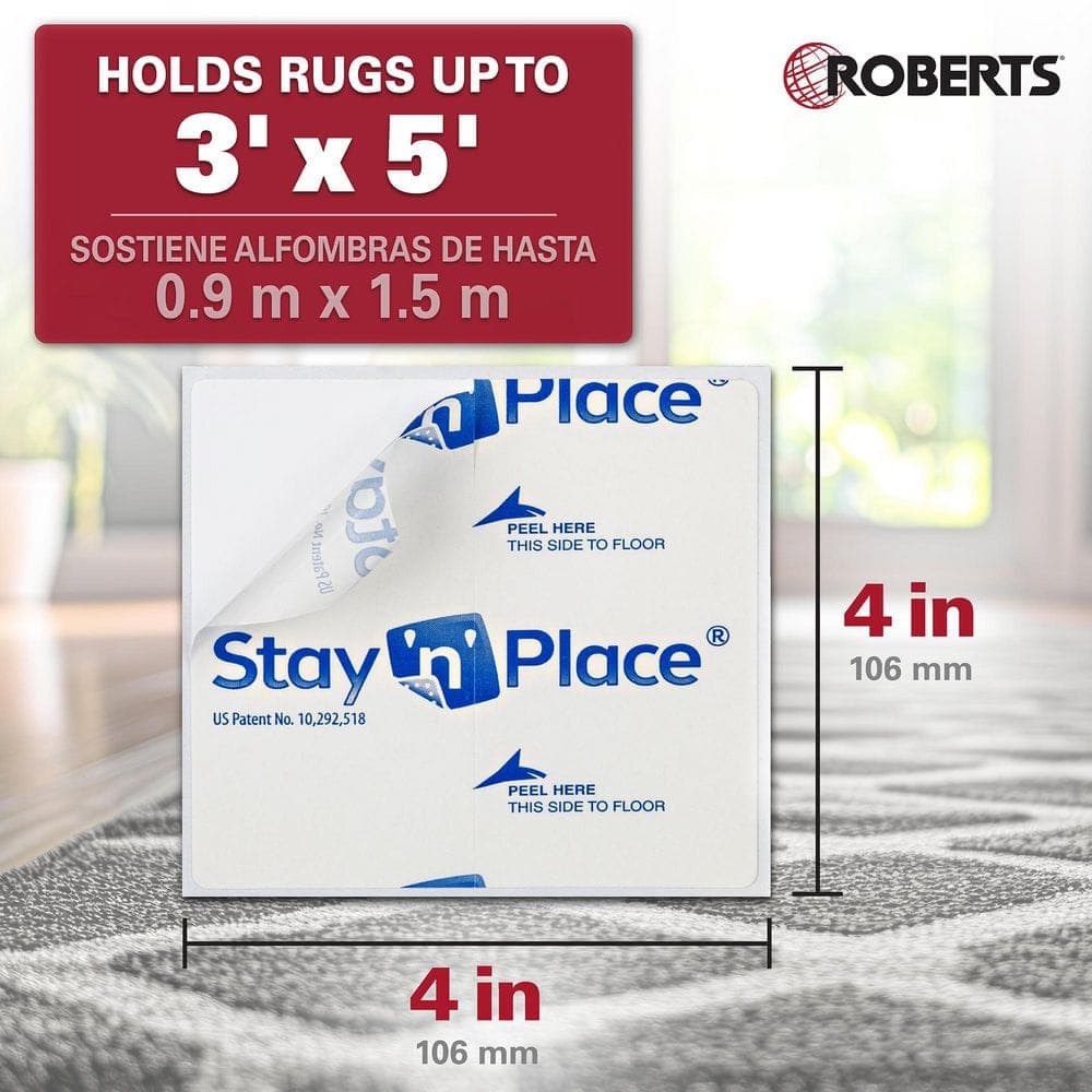 ROBERTS Stay N' Place 4 in. x 4 in. Rug Tabs (4-Pack) (3)
