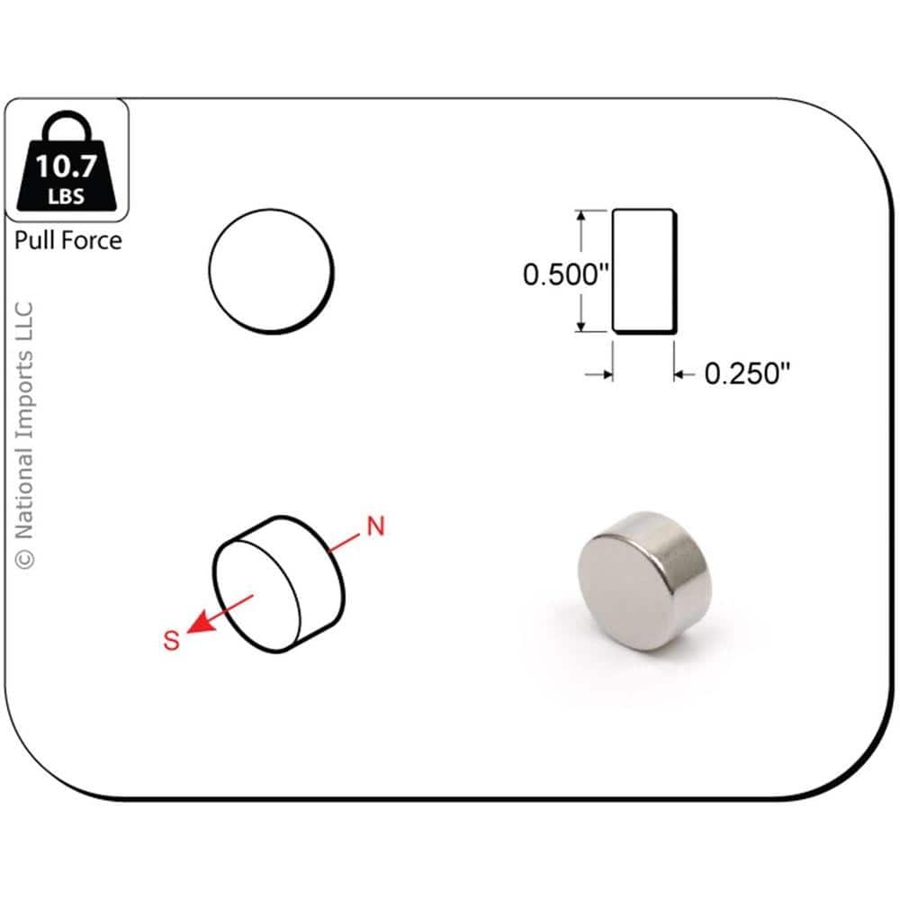 Magcraft Rare Earth 1/2 in. x 1/4 in. Disc Magnet (8-Pack) (2)