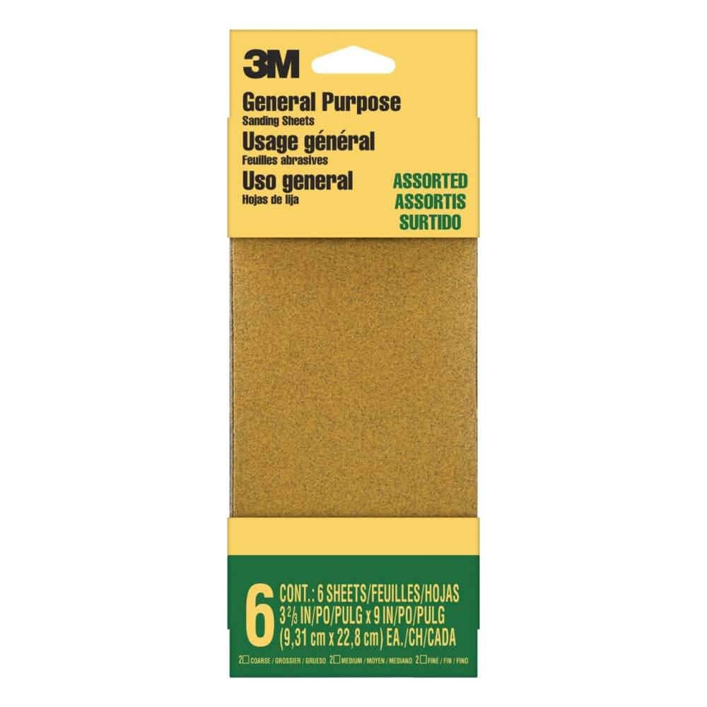 3M 3-2/3 in. x 9 in. Aluminum Oxide General Purpose Sanding Sheets (6-Pack)