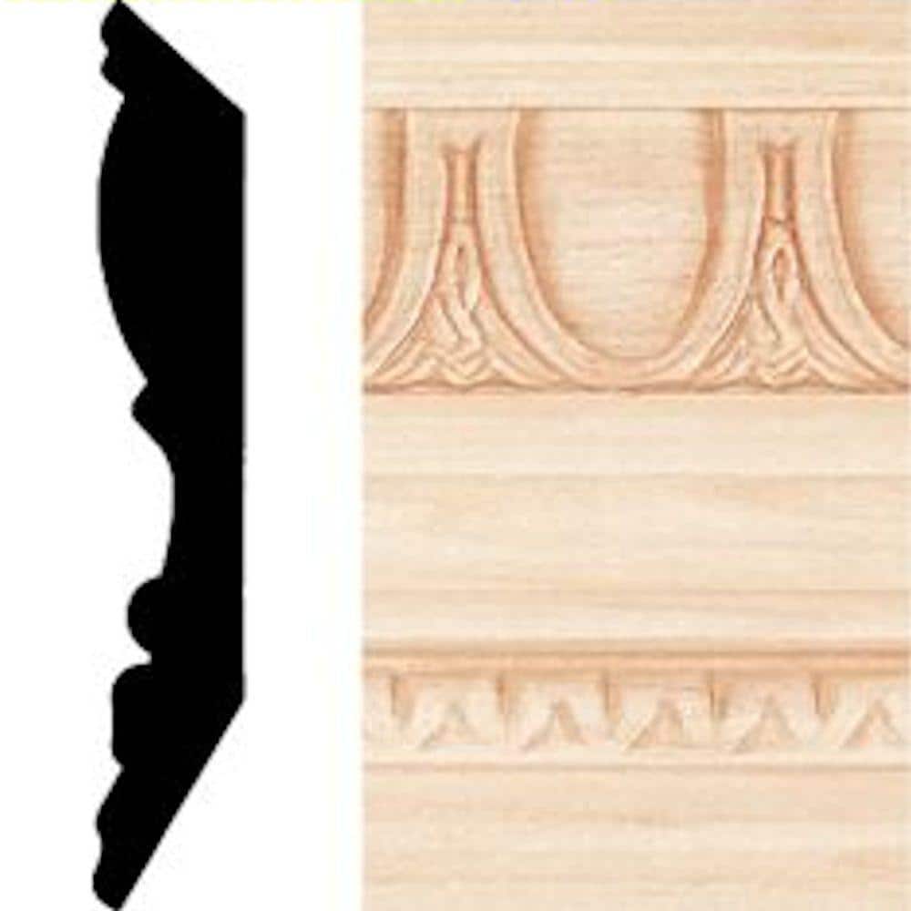 HOUSE OF FARA 13/16 in. x 4-1/2 in. x 8 ft. Hardwood Emboss Crown Moulding (1)