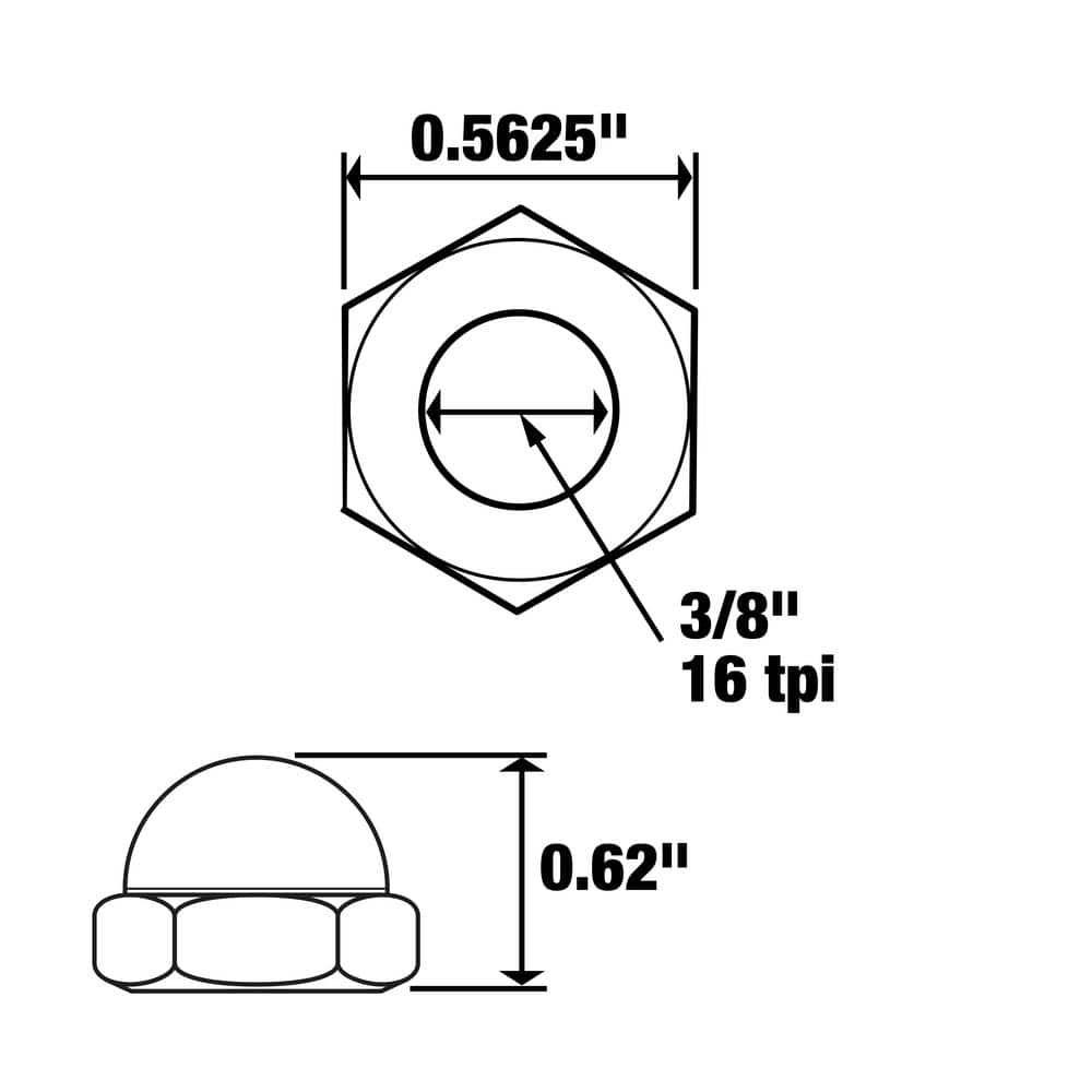 Everbilt 3/8 in.-16 Zinc Plated Cap Nut (2-Pack) (3)