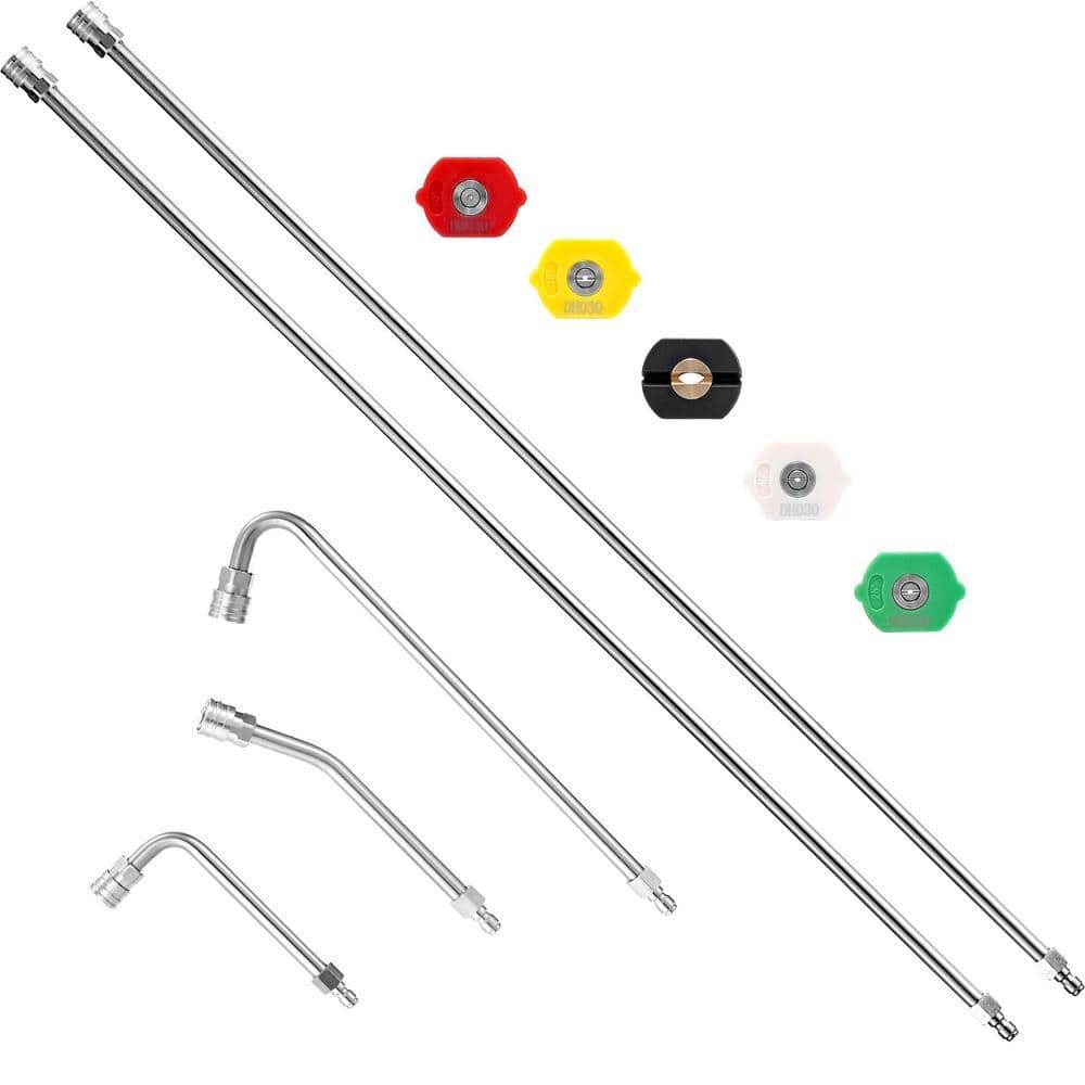 Angel Sar 120 in. 1/4 in. Quick Connect Roof Gutter Pressure Washer Extension Wand, Pressure Washer Accessories with 5 Nozzle Tips