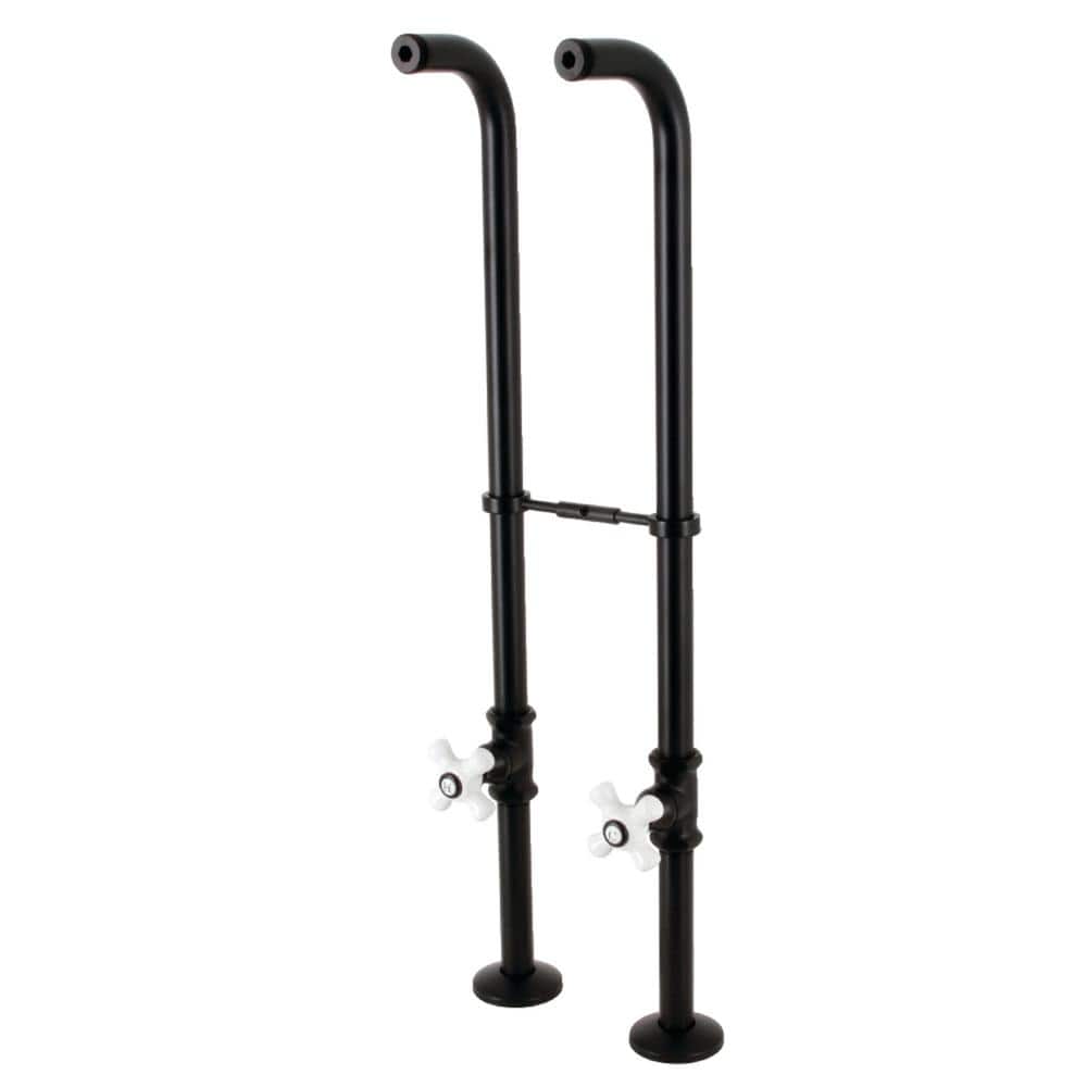 Kingston Brass Freestanding Supply Line with Stop Valve in Matte Black