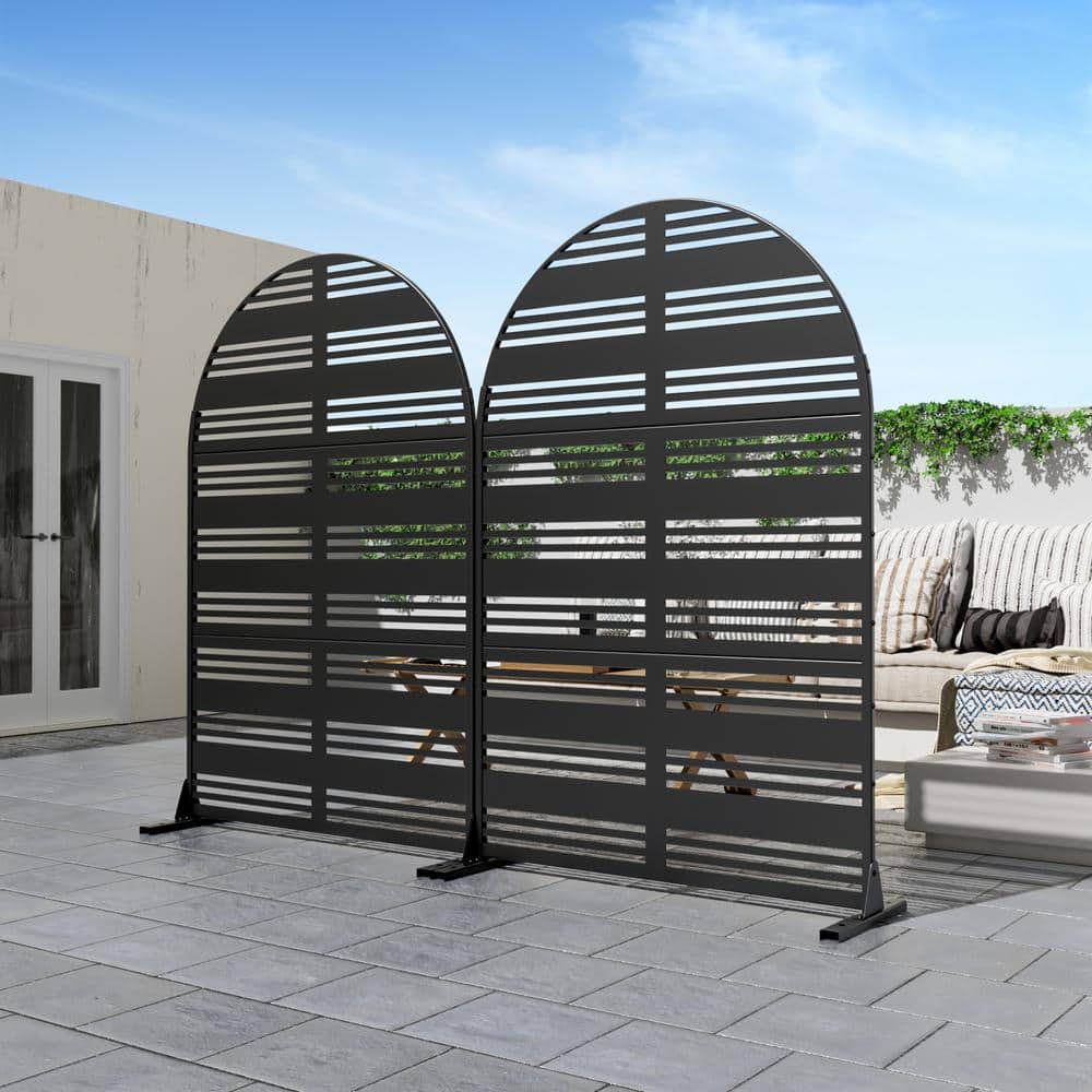 Dovelina 72 in. H x 47 in. W Arched Wall Sculptures Outdoor Privacy Screens Garden Fence Harold in Black (3)