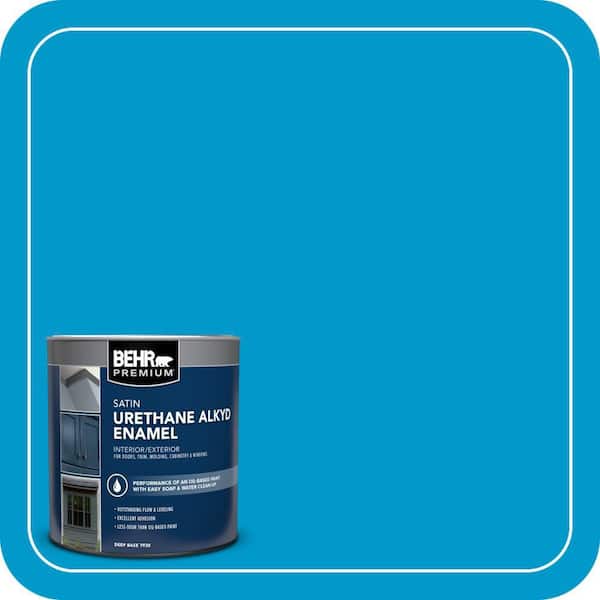 BEHR PREMIUM 1 qt. #550B-6 Isle of Capri Satin Enamel Urethane Alkyd Interior/Exterior Paint (2)