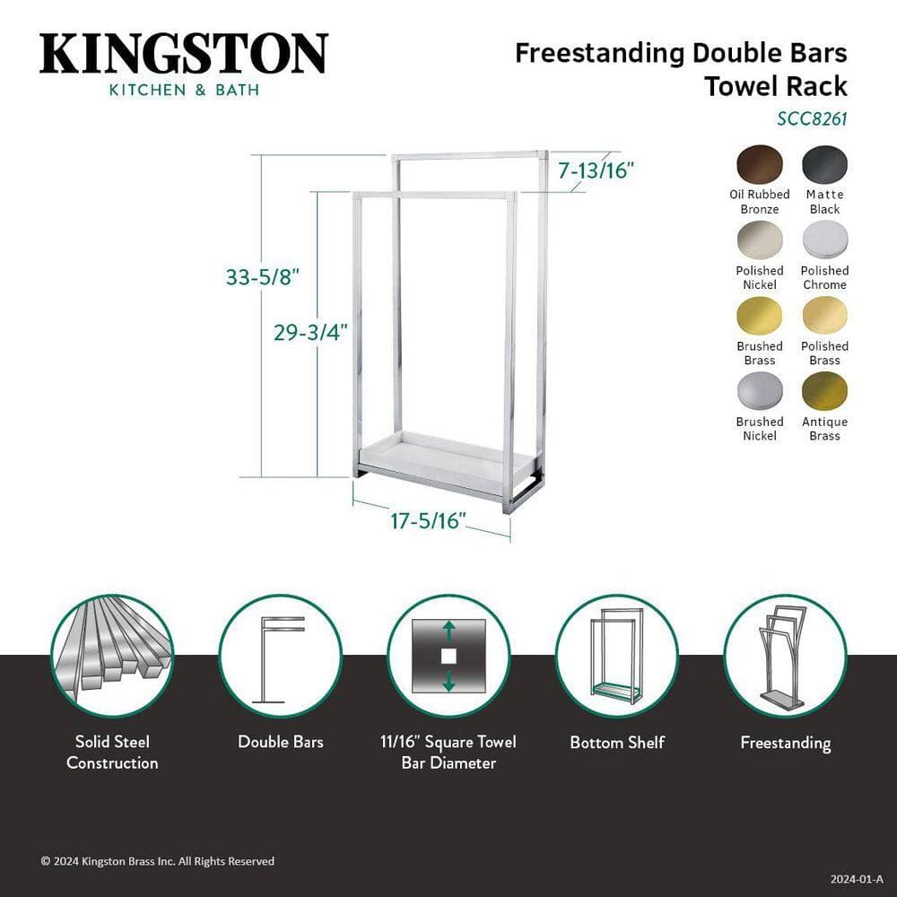 Kingston Brass Edenscape 2-Bar Freestanding Towel Rack in Antique Brass (2)