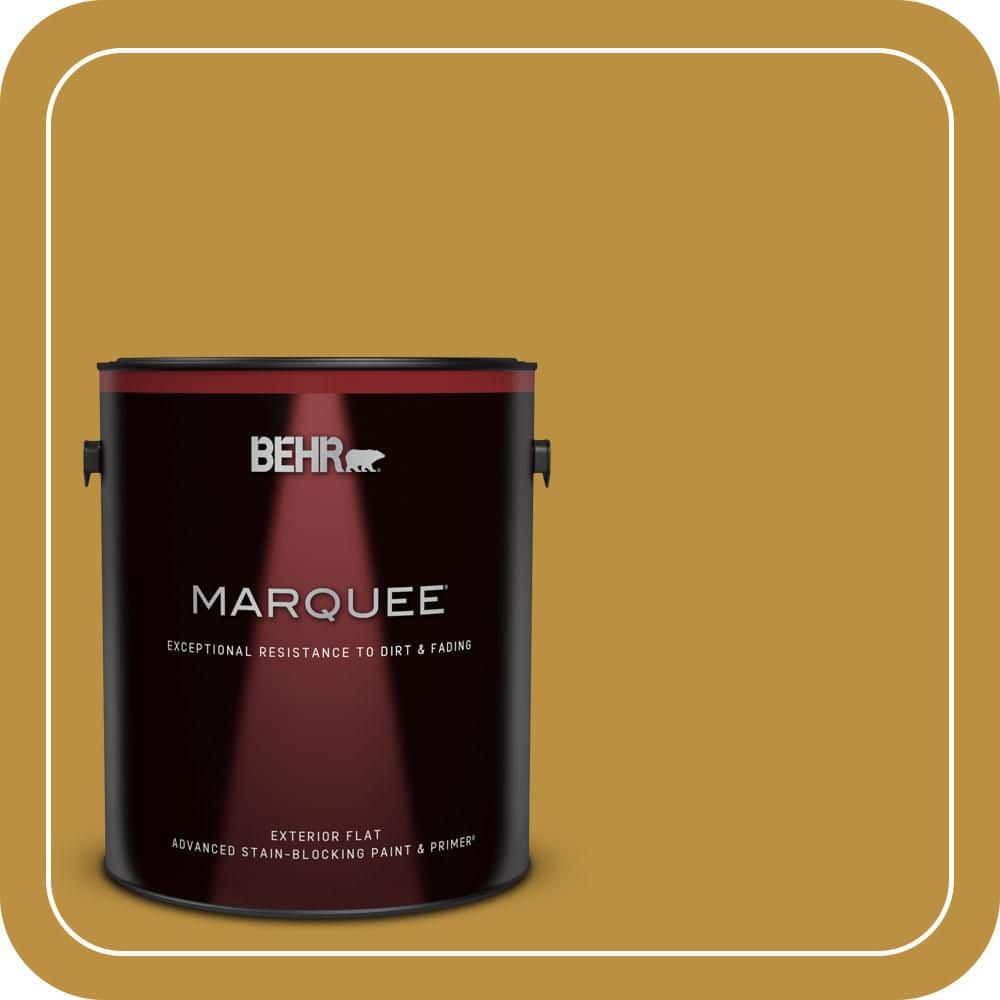 BEHR PREMIUM PLUS 1 gal. #340D-6 Fervent Brass Semi-Gloss Enamel Low Odor Interior Paint & Primer (1)