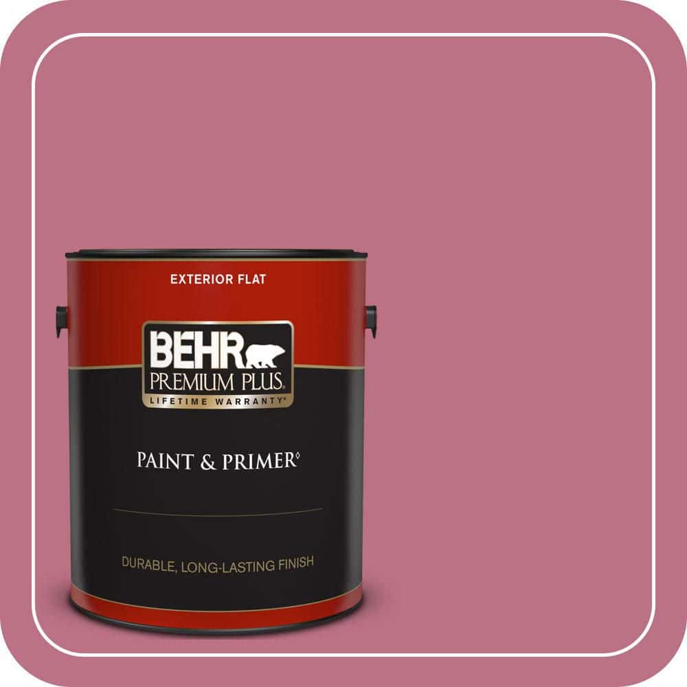 BEHR PREMIUM PLUS 1 gal. #MQ1-08 Smell the Roses Flat Exterior Paint & Primer
