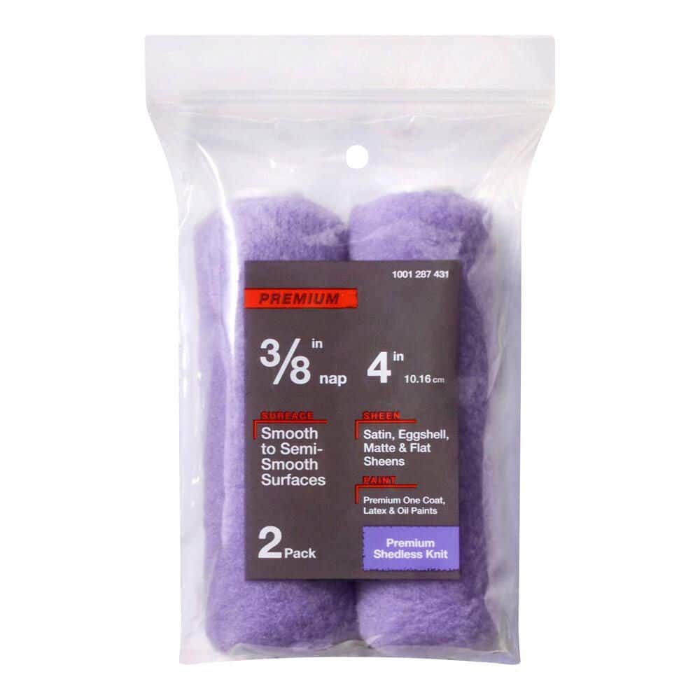 PRIVATE BRAND UNBRANDED Premium 4 in. x 3/8 in. High-Capacity Purple Knit Mini Paint Roller Cover (2-Pack )
