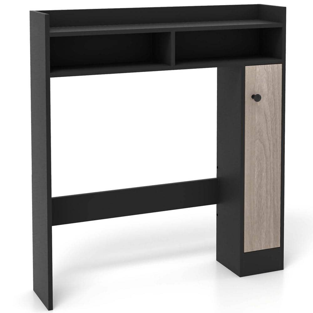 Costway 34.5 in. W x 39 in. H x 7 in. D Black Over the Toilet Storage Bathroom Cabinet Floor Organizer with Adjustable Shelves