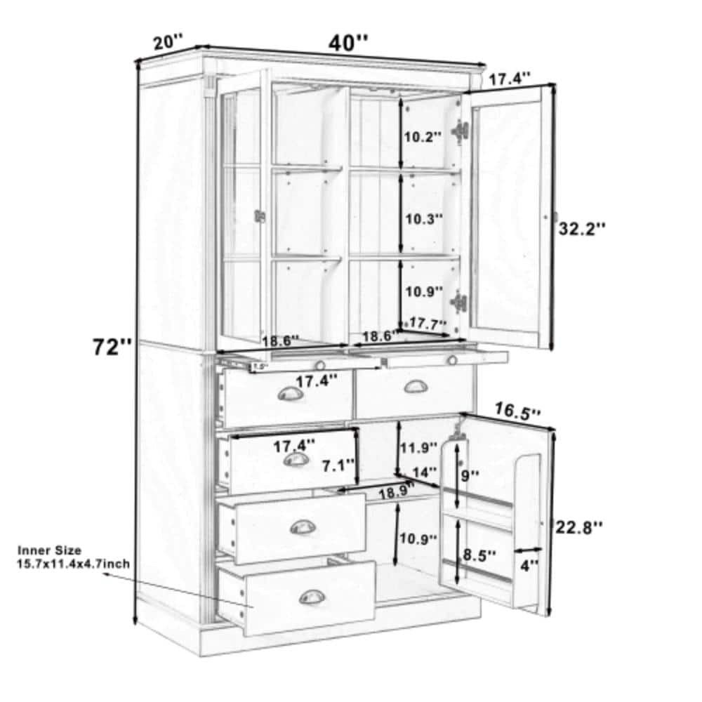 Unbranded 40 in. W x 20 in. D x 72 in. H Bathroom White Linen Cabinet (2)