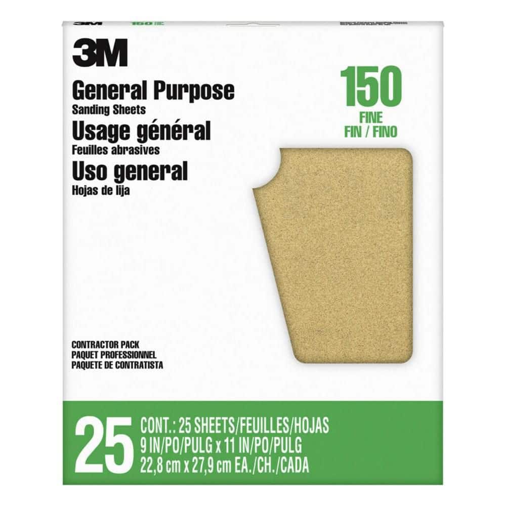 3M Pro-Pak 9 in. x 11 in. 150-Grit Fine General Purpose Sanding Sheets (25-Sheets/Pack) (Case of 5)