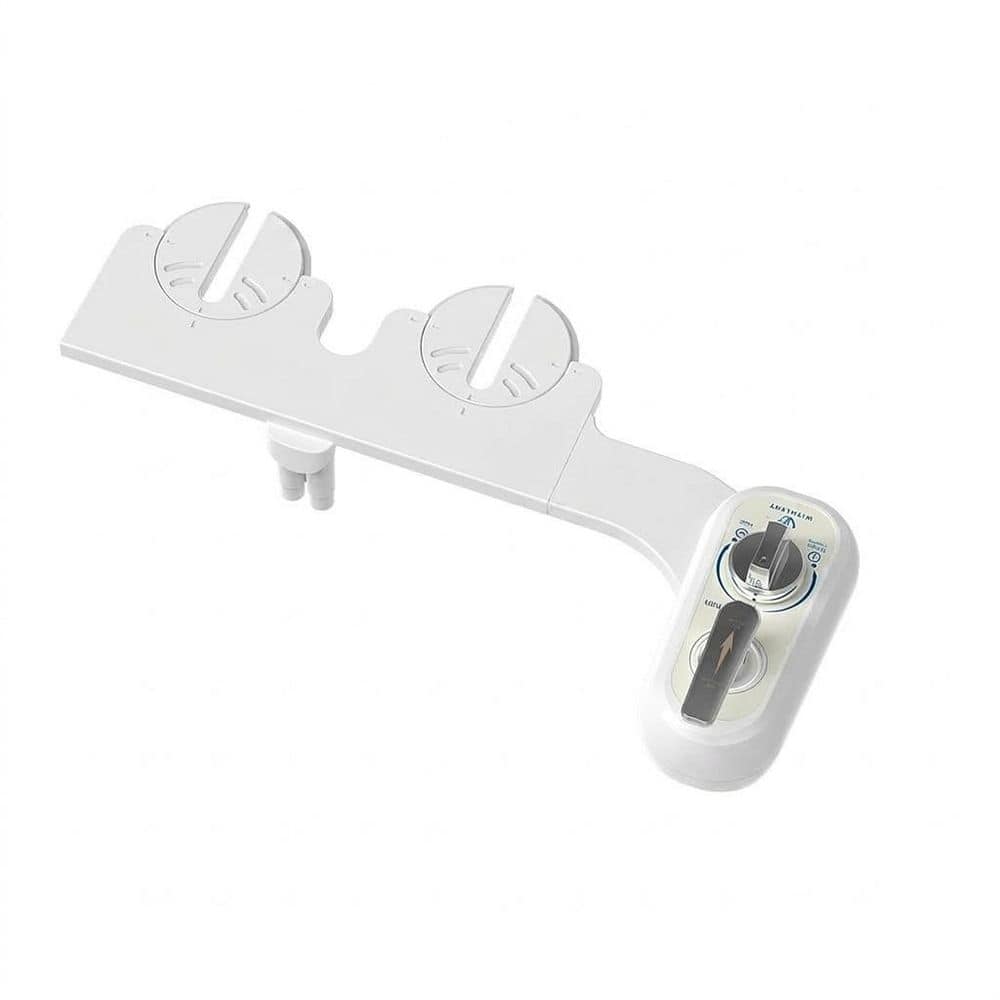 Anqtovp Left-Handed Dual Nozzle Bidet Attachment with Self-Cleaning Nozzles, Adjustable Water Pressure, Non-Electric (1)