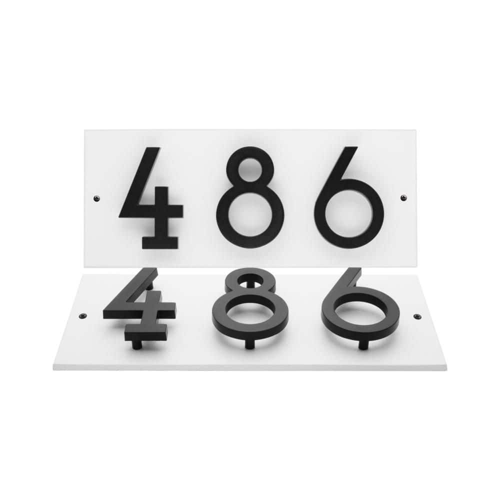 Whitehall Products Floating Stand-Off 3-Number Horizontal Sign, White /w/ Black Modern Font Numbers (2)