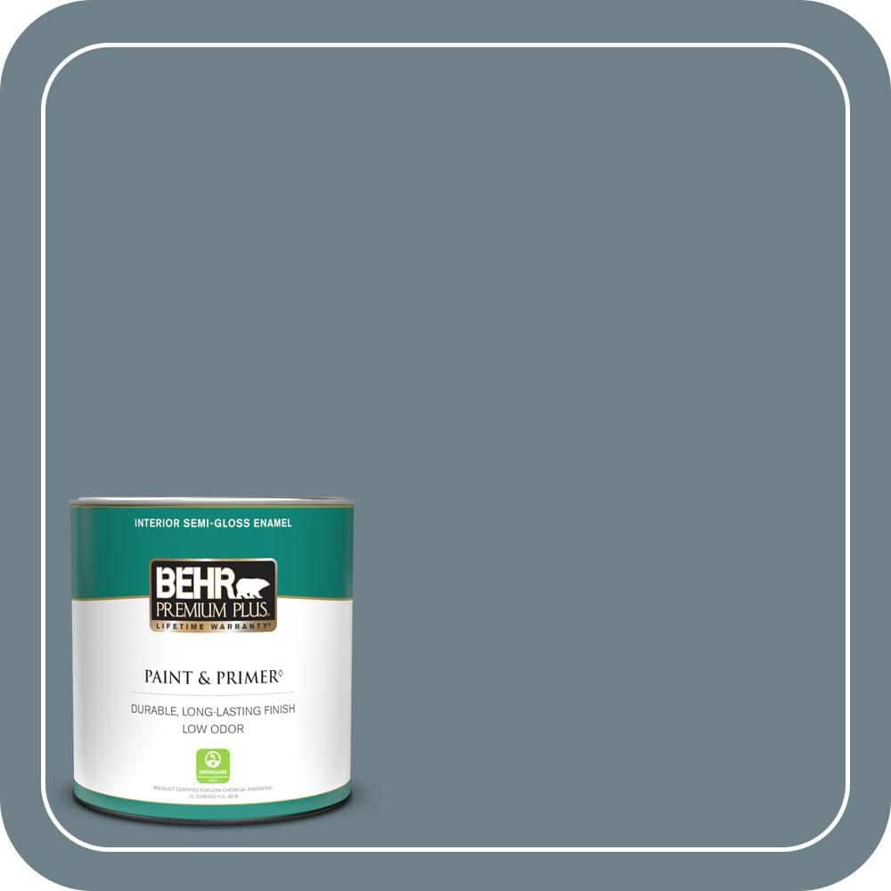 BEHR PREMIUM PLUS 1 qt. #PPU13-04 Atlantic Shoreline Semi-Gloss Enamel Low Odor Interior Paint & Primer