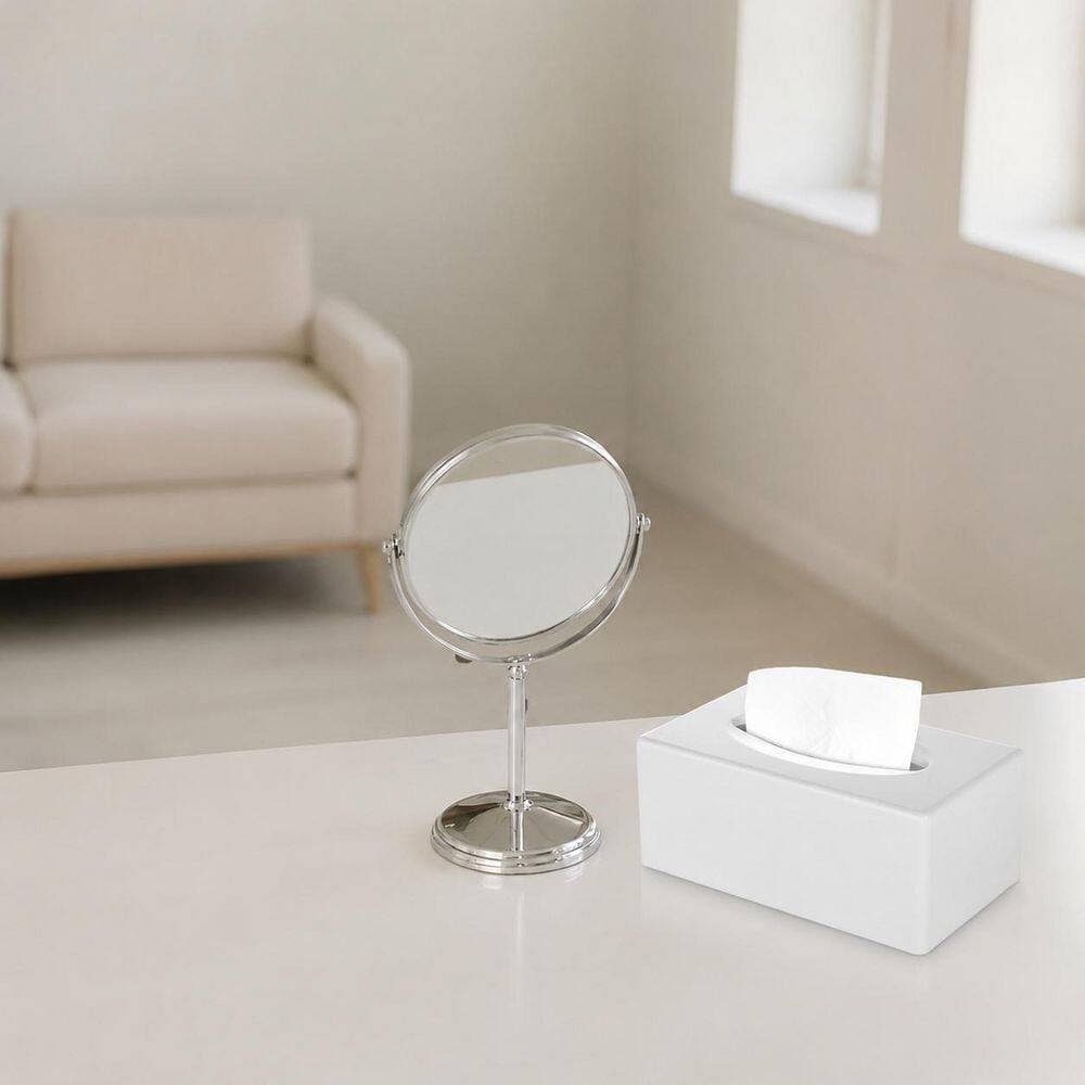 KHKFY Rectangular White Tissue Box Cover with Bottom Tray for Bathroom Vanity Nightstand, ABS Plastic, Durable (3)