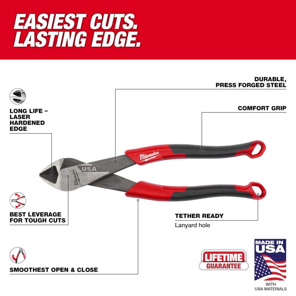 Milwaukee 8 in. Diagonal Cutting Pliers with Comfort Grip (3)