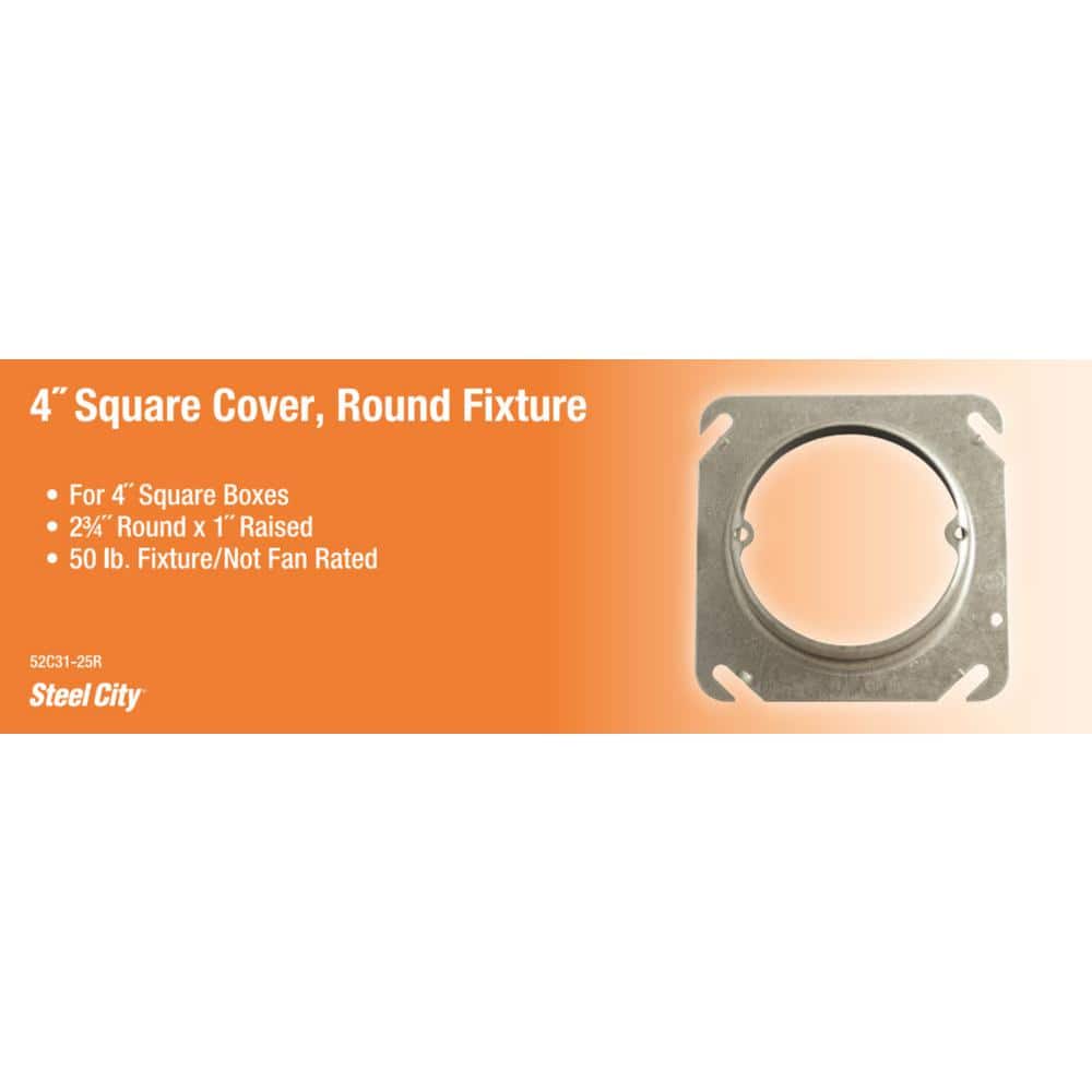Steel City 4 in. Metal 5.8 cu. in. Square Pre-Galvanized Mud Ring - 1 in. Raised (52C31-25R) (3)
