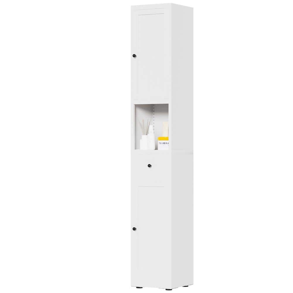 XUJMK 12 in W x 12 in D x 71 in H Linen Cabinet, Metal Bathroom Storage Cabinet with 2 Doors, 5-Tier, Adjustable Shelve, White