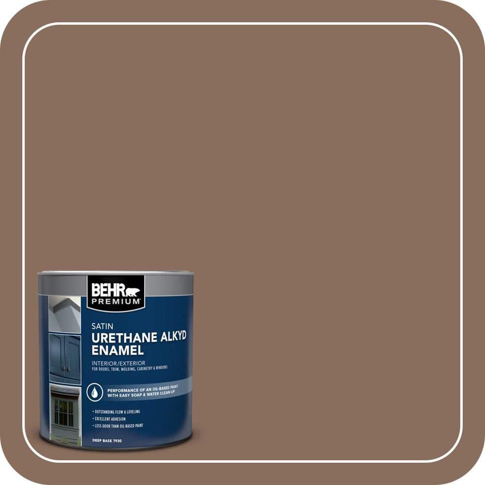 BEHR PREMIUM 1 qt. #N190-6 Nut Brown Satin Enamel Urethane Alkyd Interior/Exterior Paint