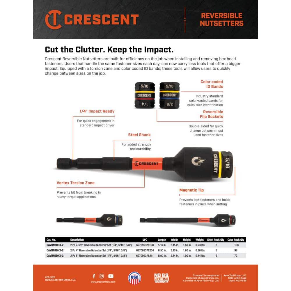Crescent 4 in. Reversible Nut Setter Set (2-Piece) (2)