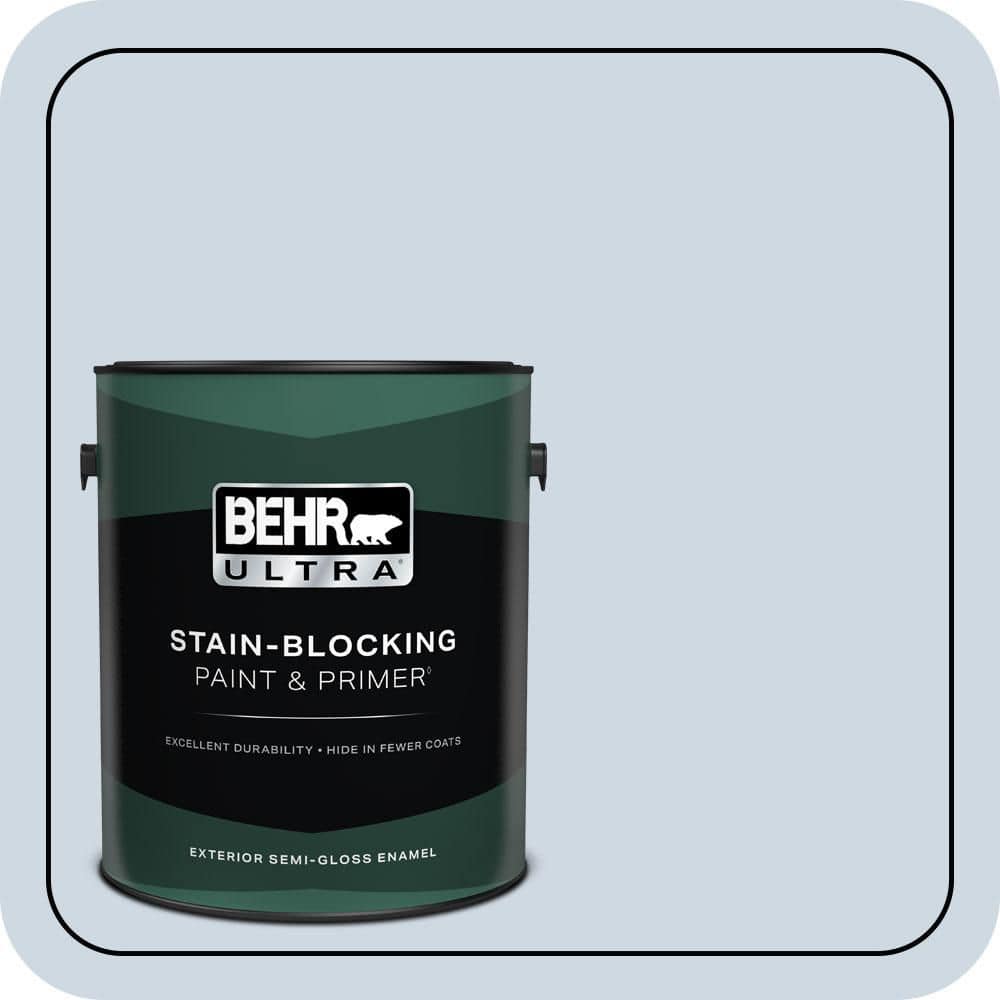 BEHR ULTRA 1 gal. #S520-1 Pale Cornflower Semi-Gloss Enamel Exterior Paint & Primer