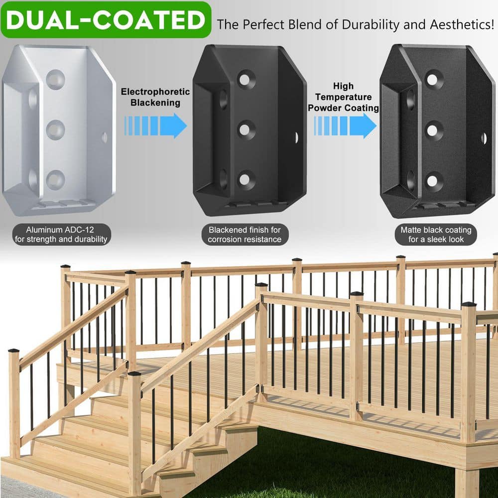 Afoxsos 30-Pieces Aluminum Deck Railing Bracket Connectors for 2 x 4 Wood Post Ultra-Durable with 180 Screws (30-Pack) (3)