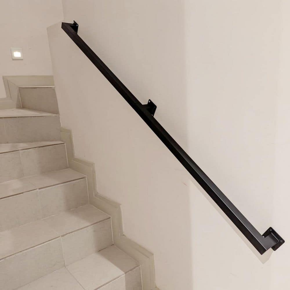 Unbranded 6 ft. Metal Staircase Handrail Modern Indoor Wall Mount Grab Bar Kit Non-Slip Railings 1-Piece (2)
