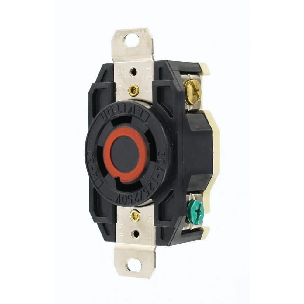 Leviton 30 Amp Nylon Locking Single Outlet, Black (3)