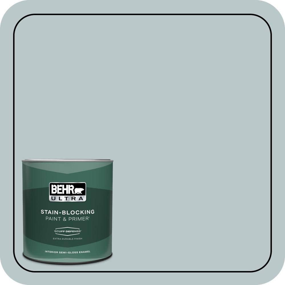 BEHR ULTRA 1 qt. #N470-2A Dusted Blue Extra Durable Semi-Gloss Enamel Interior Paint and Primer
