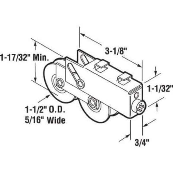 Prime-Line 1-1/2 in. Steel Ball Bearing Plain Back Sliding Door Tandem Roller Assembly, Smith & Carry (2)