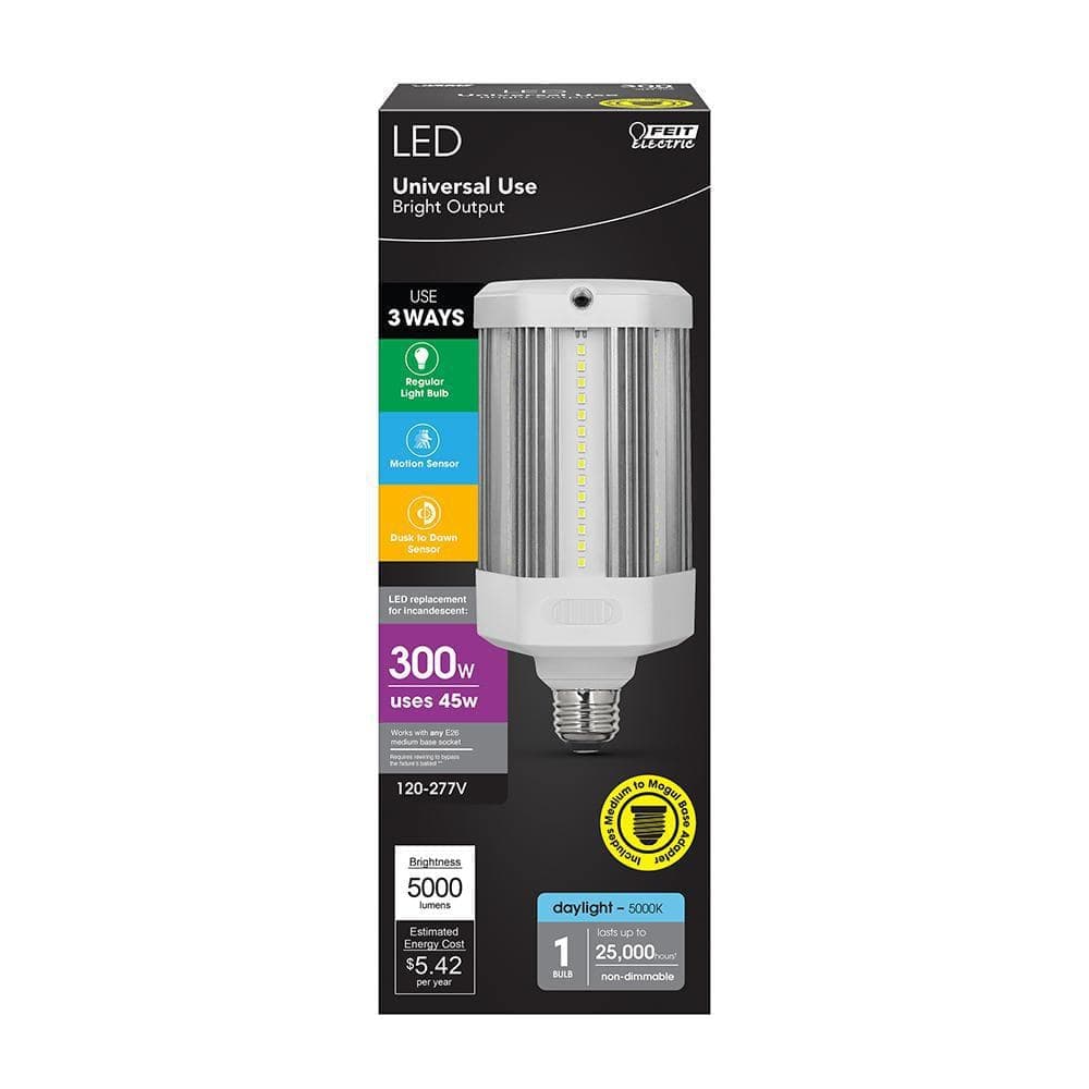 Feit Electric 300W Equivalent Corn Cob E26/E39 Motion & Dusk To Dawn High Lumen HID Utility LED Light Bulb Daylight 5000K (1-Pack) (3)