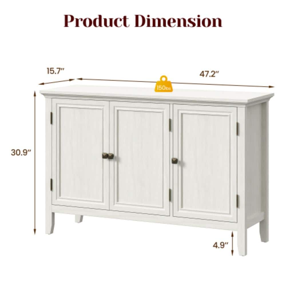 Unbranded 47.2 in. W x 15.7 in. D x 30.9 in. H Bathroom White Linen Cabinet (2)