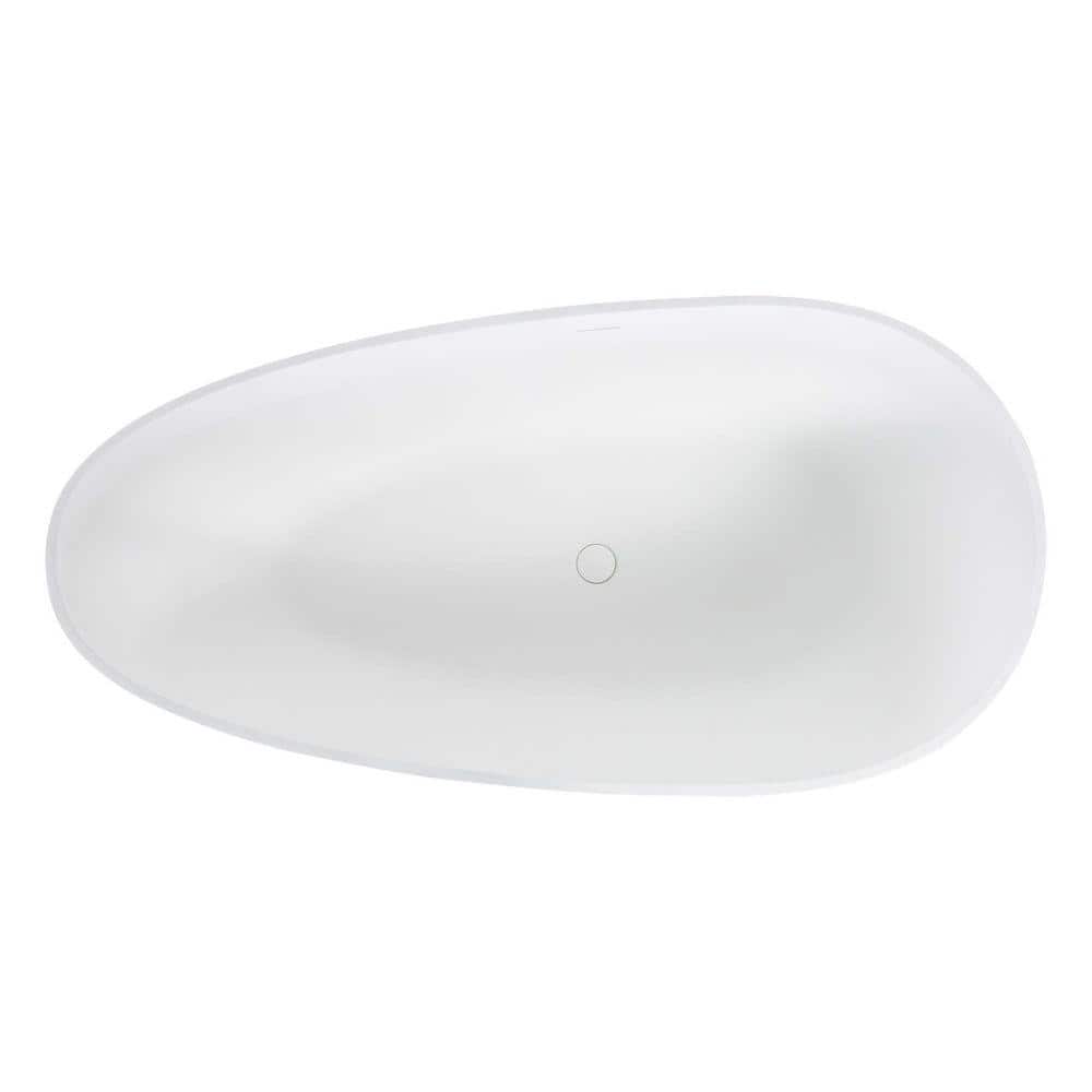 JimsMaison 67 in. x 34 in. Solid Surface Stone Resin Freestanding Flatbottom Soaking Bathtub in Matte White (3)