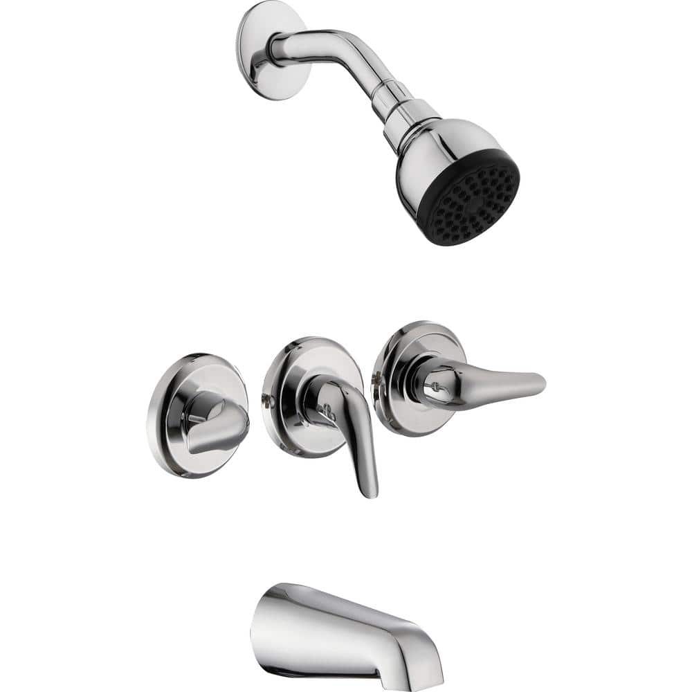 Glacier Bay Aragon 3 Handle 1-Spray Tub and Shower Faucet 1.8 GPM in Chrome (Valve Included) (1)
