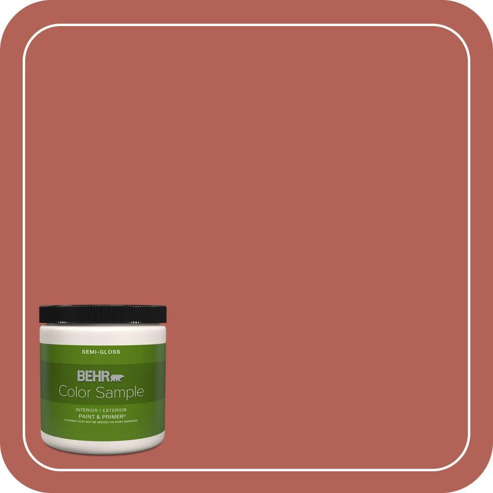 BEHR PREMIUM PLUS 8 oz. #QE-04 Chimayo Red Semi-Gloss Interior/Exterior Paint & Primer Color Sample