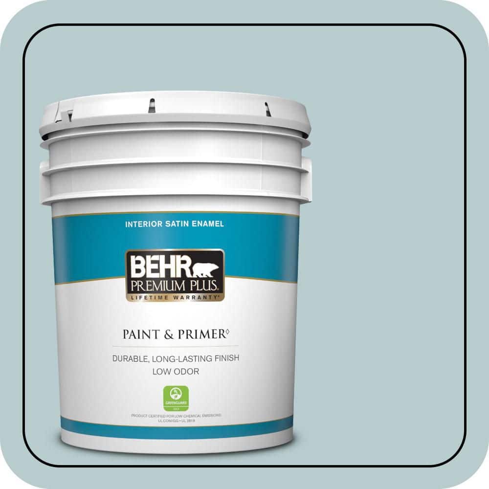BEHR PREMIUM PLUS 5 gal. #MQ3-54 Dayflower Satin Enamel Low Odor Interior Paint & Primer