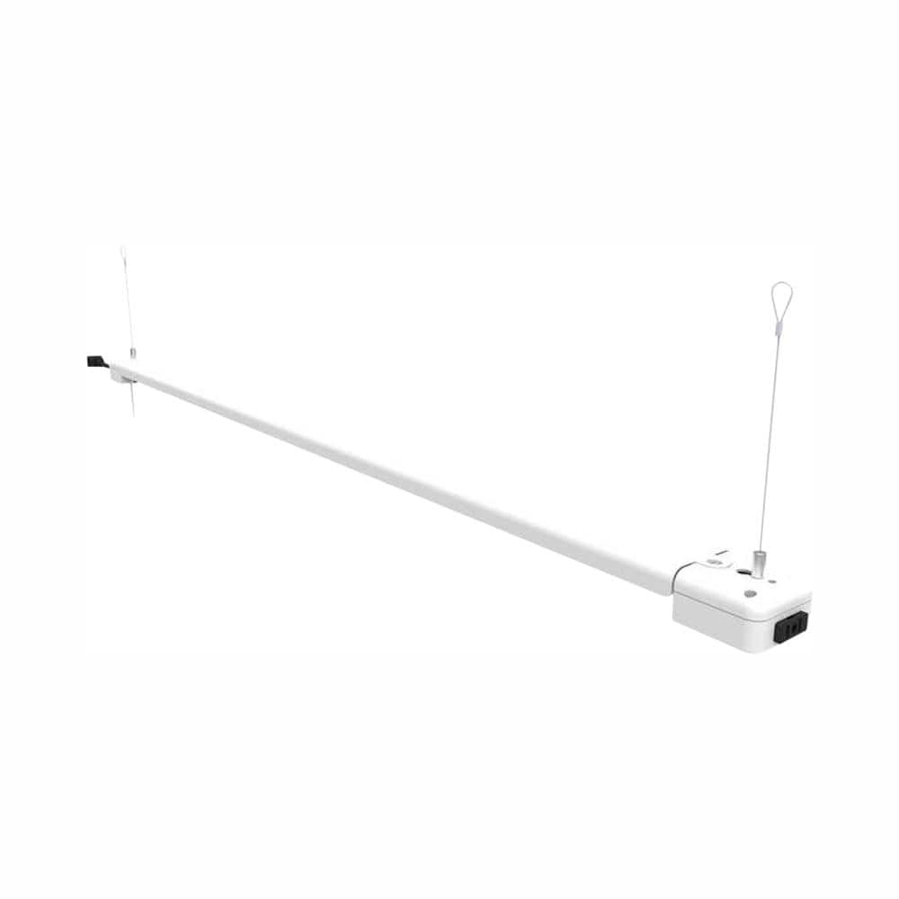 Commercial Electric 4 ft. 30-Watt 4000K Bright White 1-Light White Integrated LED Linkable Hanging Shop Light Fixture with Pull Chain (2)