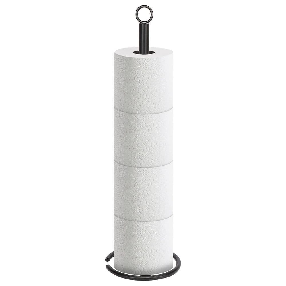 KHKFY Freestanding Toilet Paper Holder Stand with Reserve Storage for 4 Rolls Matte Black Metal Design