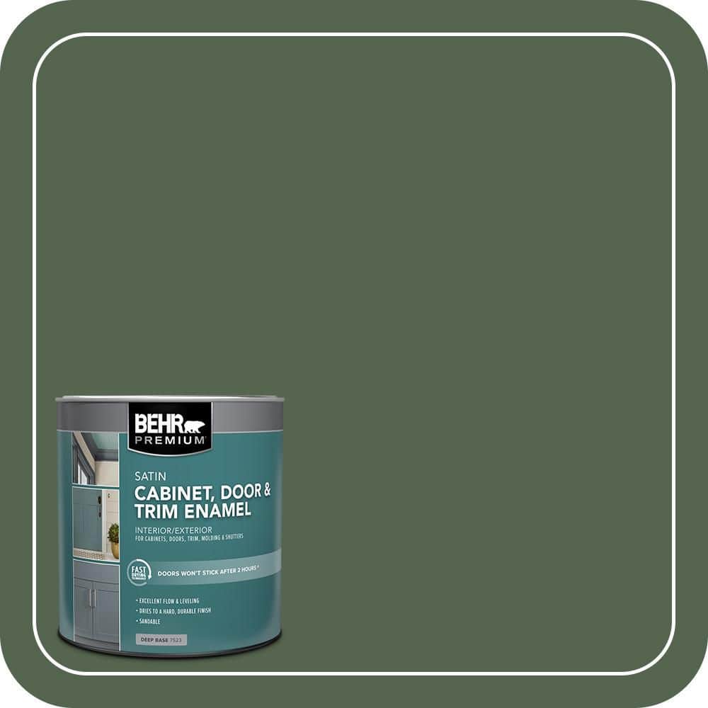 BEHR PREMIUM 1 qt. #S410-7 Equestrian Green Satin Enamel Interior/Exterior Cabinet, Door & Trim Paint