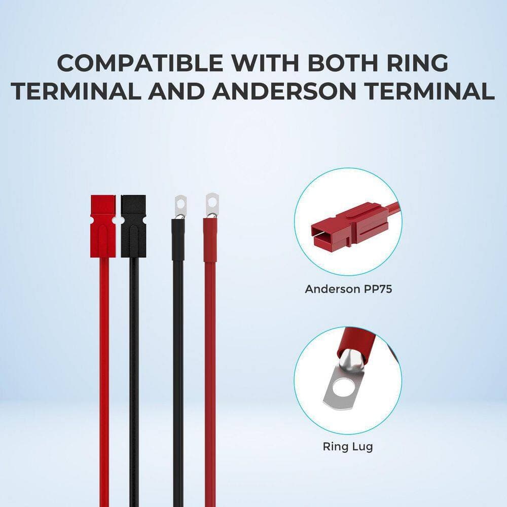 Renogy 10 ft. 6AWG Anderson Adapter Cable PP753/8 in Lugs, Connect REGO DC-DC Battery Charger with Starter Batt and House Batt (3)