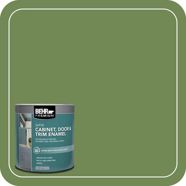 BEHR PREMIUM 1 qt. #M370-6 Snip of Parsley Satin Enamel Interior/Exterior Cabinet, Door & Trim Paint (2)