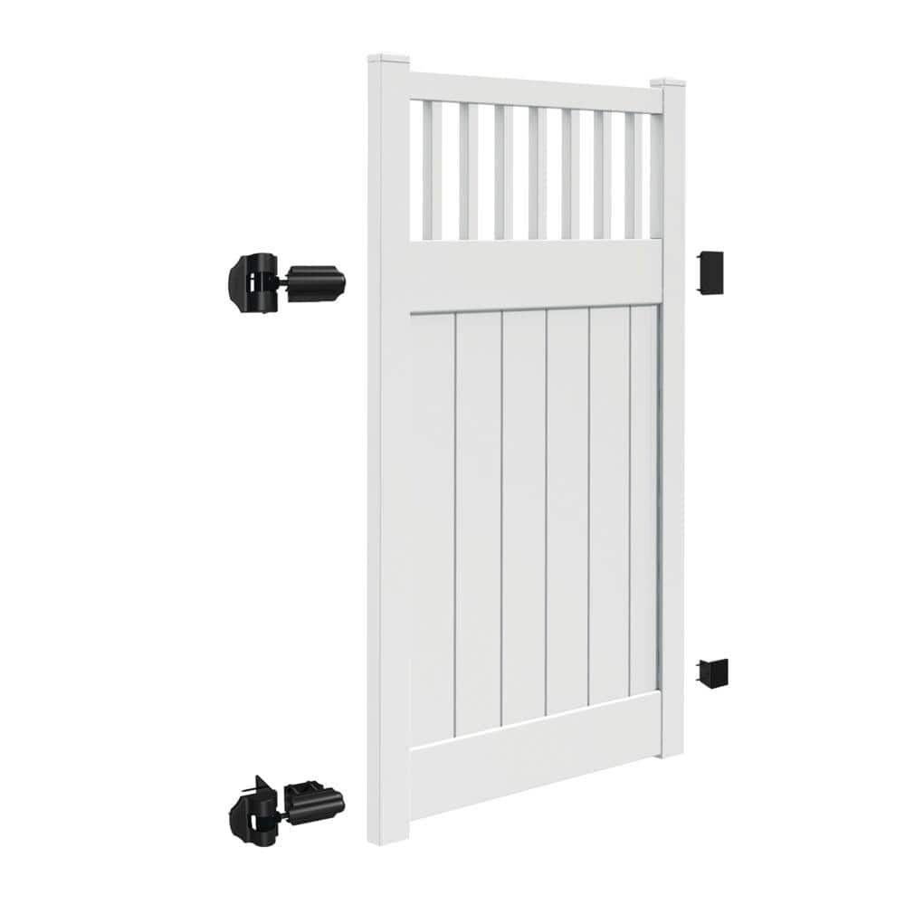 Barrette Outdoor Living Rainier 4 ft. x 6 ft. White Vinyl Closed Picket Fence Gate (3)