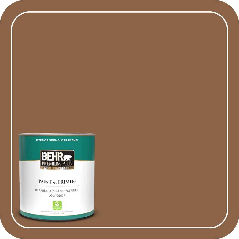 BEHR PREMIUM PLUS 1 qt. #S240-7 Leather Work Semi-Gloss Enamel Low Odor Interior Paint & Primer