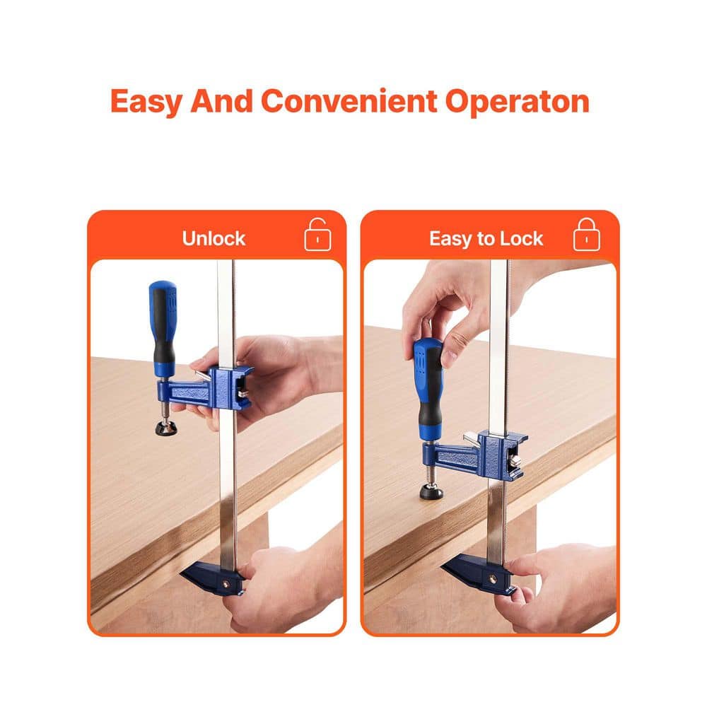 SKYSHALO Bar Clamps for Woodworking, 36 in. Opening, Lockable F-Clamp Set, (2-Piece), 600 lbs. Load Limit, 2-1/2 in. Depth (3)
