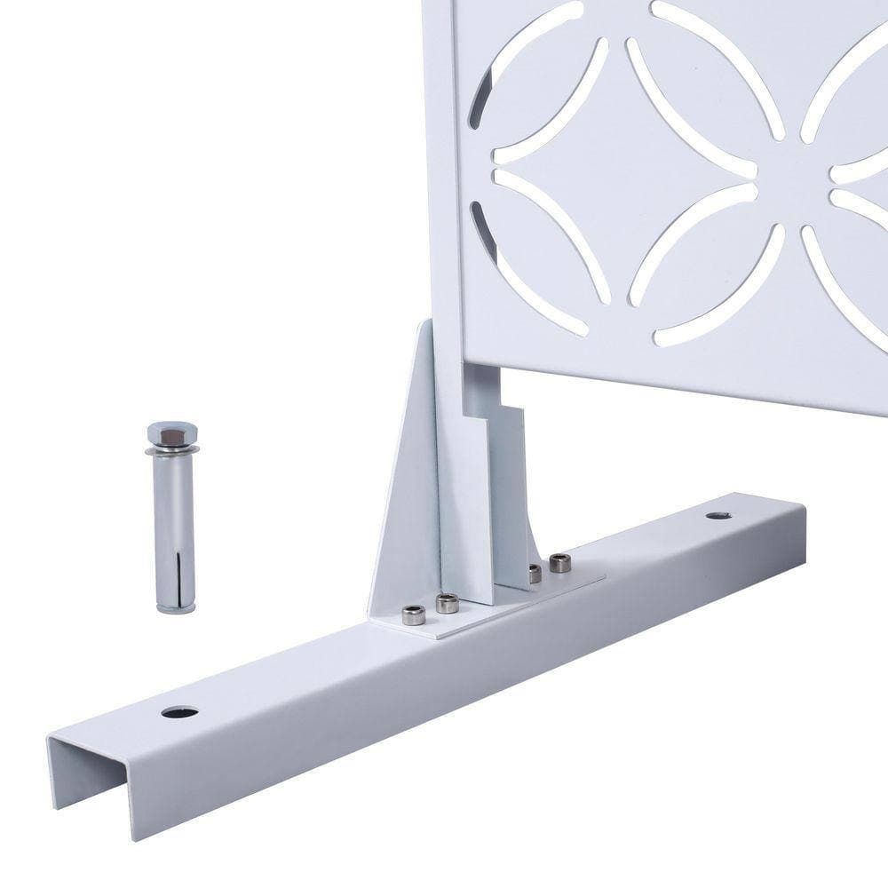 Unbranded Outdoor and Indoor 6.3 ft. x 4 ft. Freestanding Decorative Privacy Fence Screen White Metal for Garden Fence (3)
