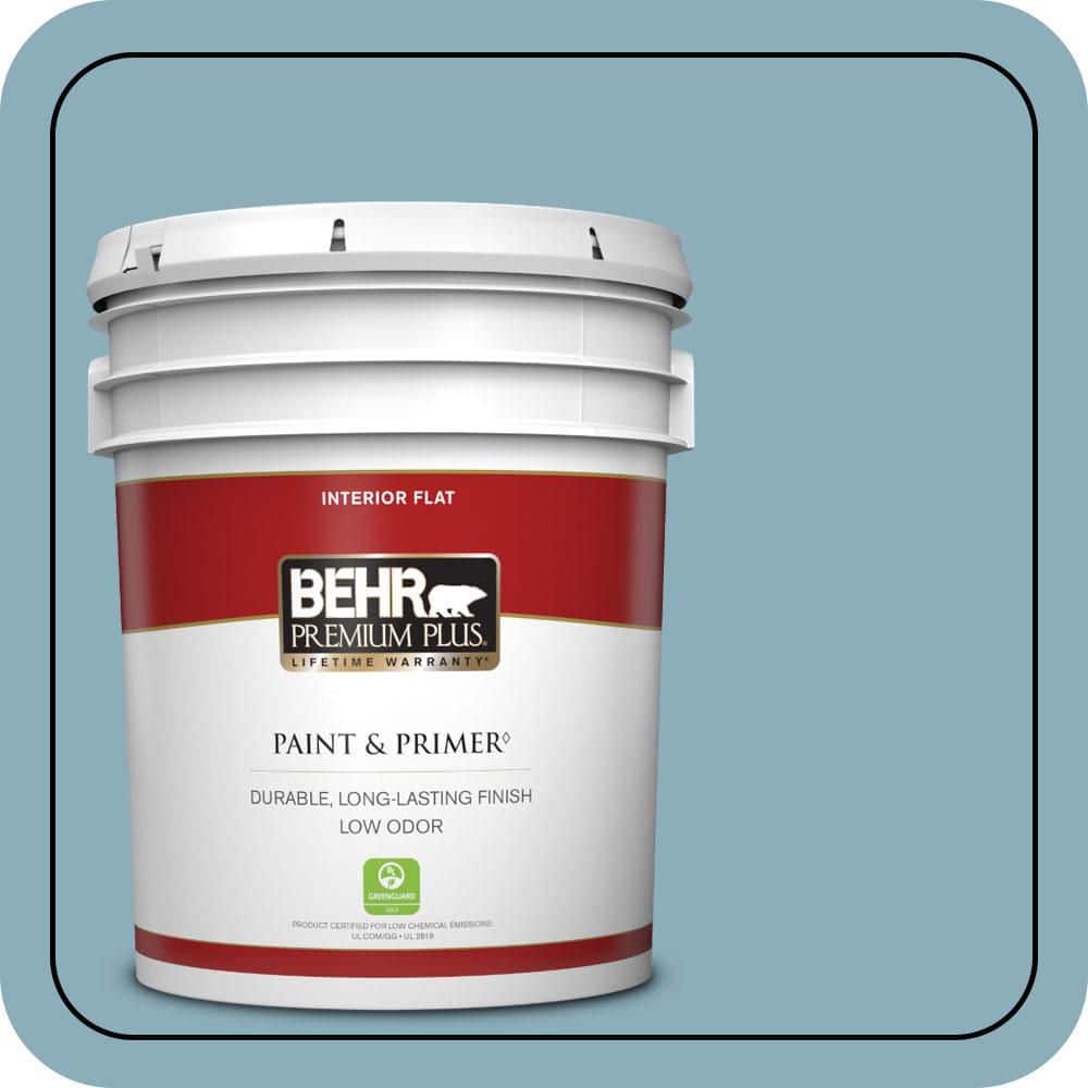 BEHR PREMIUM PLUS 5 gal. #QE-51 Atmosphere Flat Low Odor Interior Paint & Primer